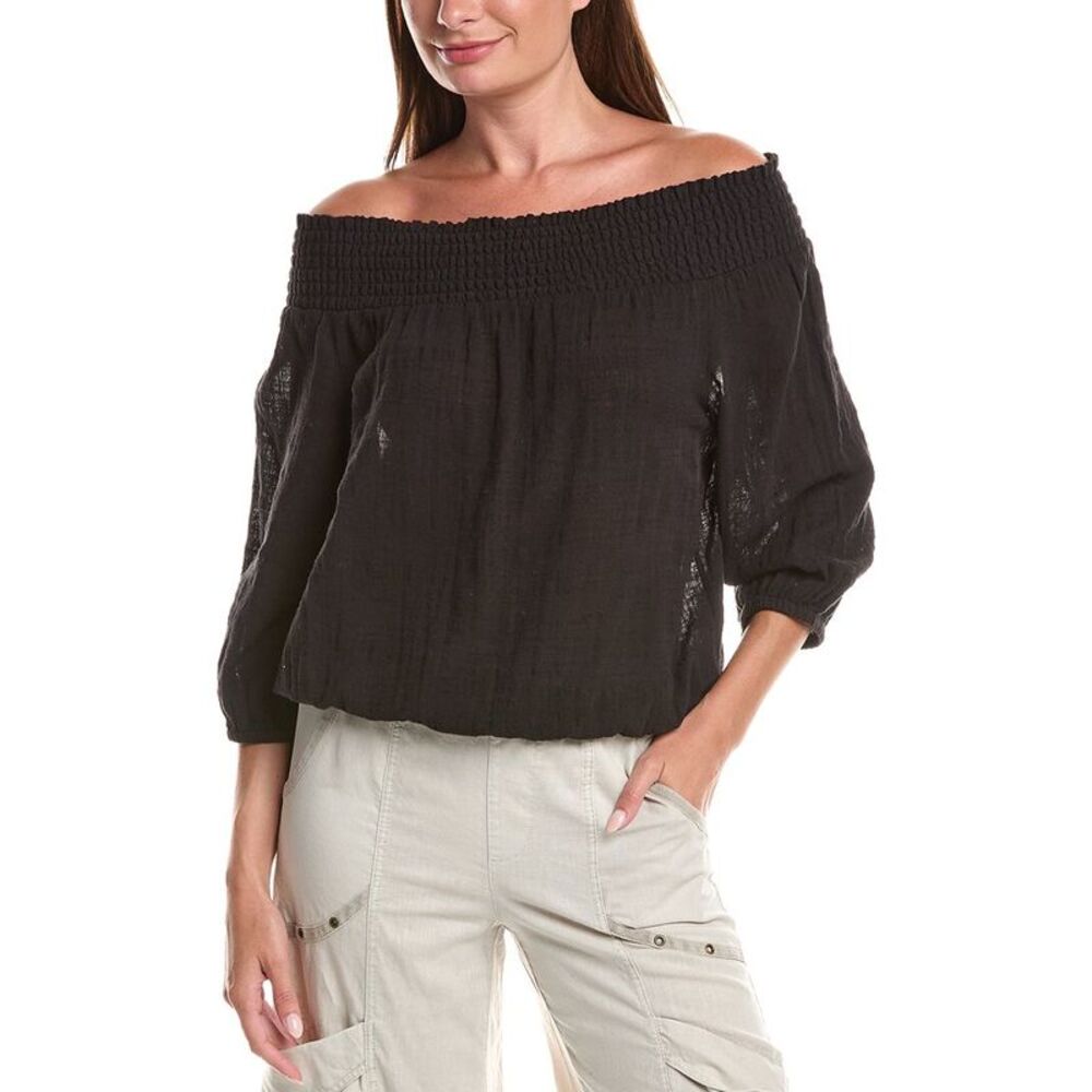 Xcvi Womens  Jolia Gauze Top, Black
